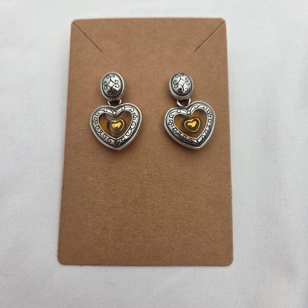 Vintage Brighton "Love Notes" Heart Drop Earrings - Picture 5 of 6